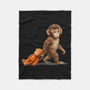 Cute baby monkey punch meme women men Cute baby mo Fleece Blanket