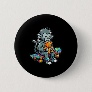 Cute baby monkey punch skater urban streetwear 6 cm round badge