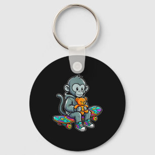 Cute baby monkey punch skater urban streetwear key ring