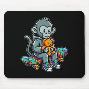 Cute baby monkey punch skater urban streetwear mouse pad