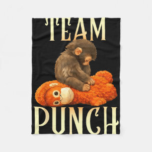 Cute Baby Monkey Punch Team Punch Fleece Blanket