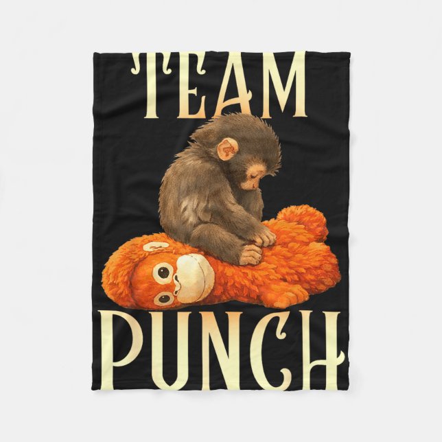 Cute Baby Monkey Punch Team Punch Fleece Blanket (Front)