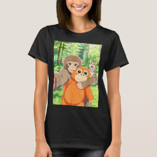 Cute Baby Monkey Selfie with Cat Meme T-Shirt