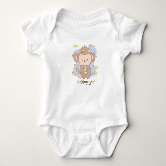 Cute baby monkey with bananas T-Shirt Baby Bodysuit (Front)