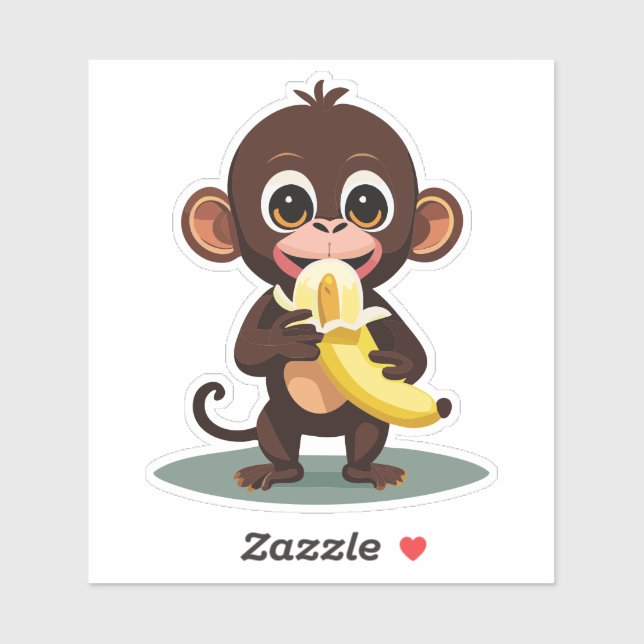 Cute Baby Monkey With His Favourite Meal Banana (Sheet)