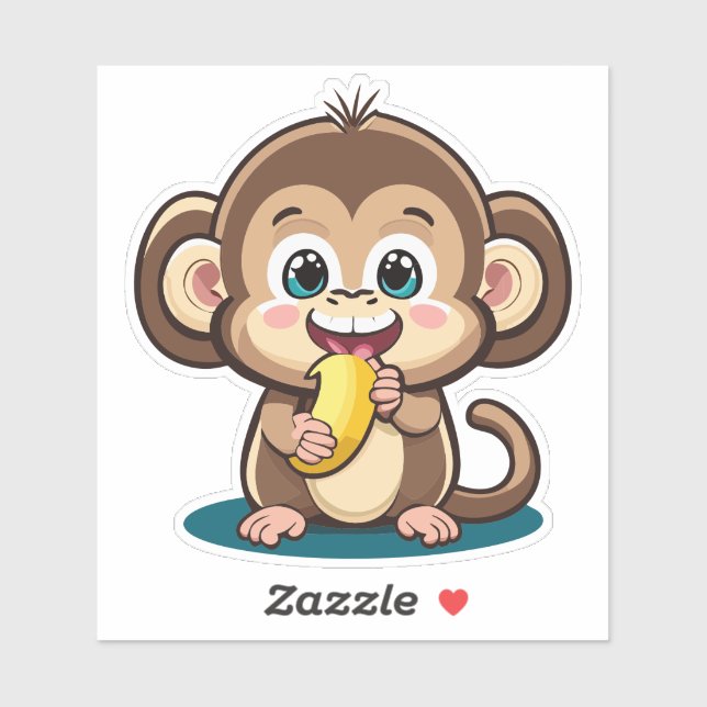 Cute Baby Monkey With His Favourite Meal Banana (Sheet)