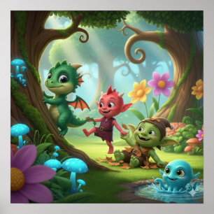 Cute Baby Monsters Poster