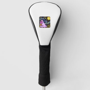 Cute Baby Moo Deng Halloween Van Gogh Starry Night Golf Head Cover
