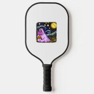 Cute Baby Moo Deng Halloween Van Gogh Starry Night Pickleball Paddle