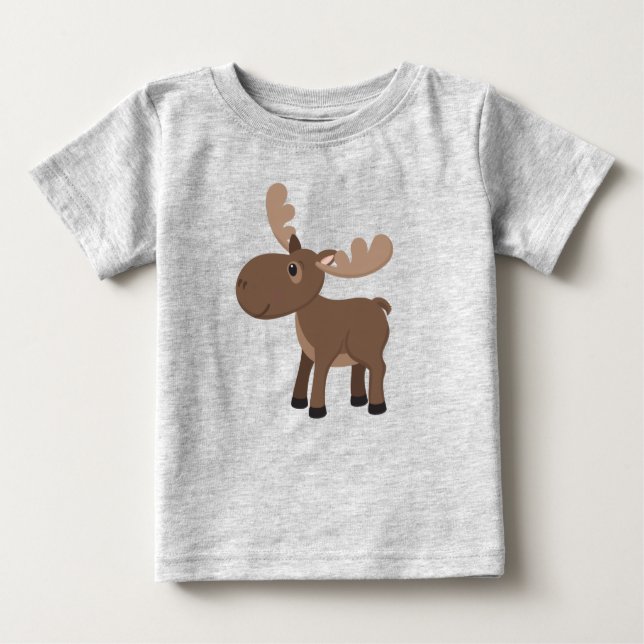 Cute Baby Moose Animal Baby T-Shirt (Front)