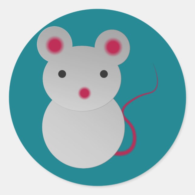Cute Baby Mouse Classic Round Sticker (Front)