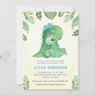 Cute Baby Mummy Dinosaur Boy Baby Shower Sprinkle Invitation