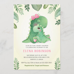 Cute Baby Mummy Dinosaur Girl Baby Shower Sprinkle Invitation