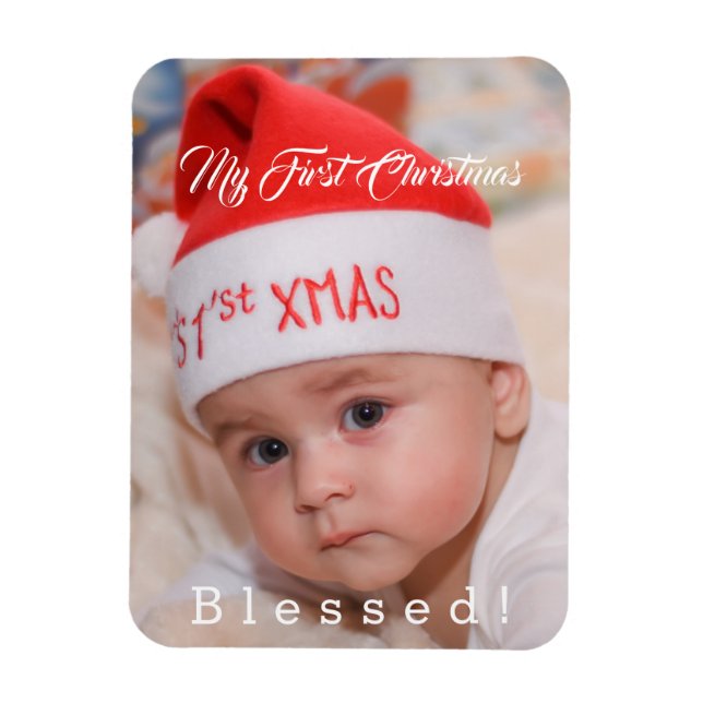 Cute Baby My First Christmas Santa Hat Holiday Magnet (Vertical)
