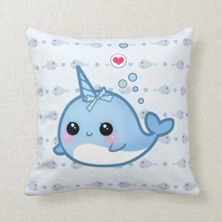 Cute baby narwhal cushion