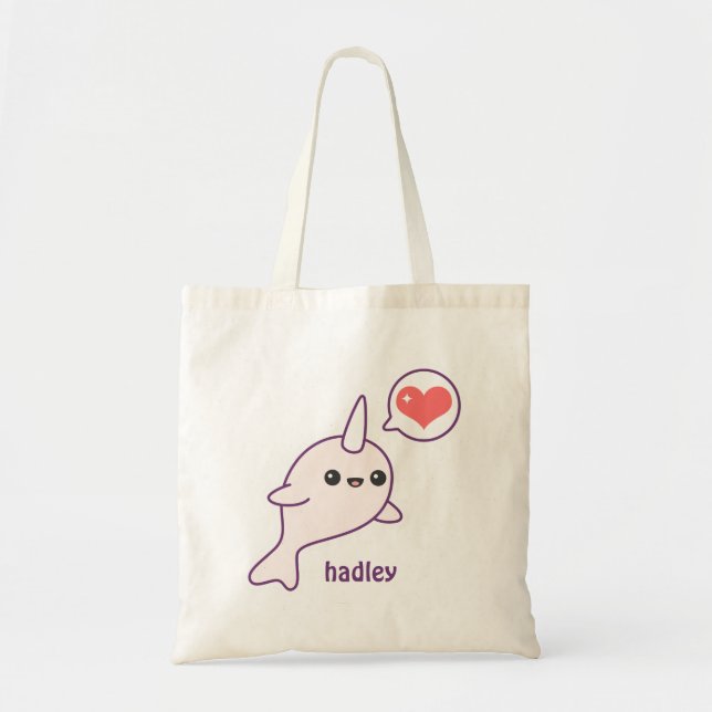 Cute Baby Narwhal Tote Bag (Front)