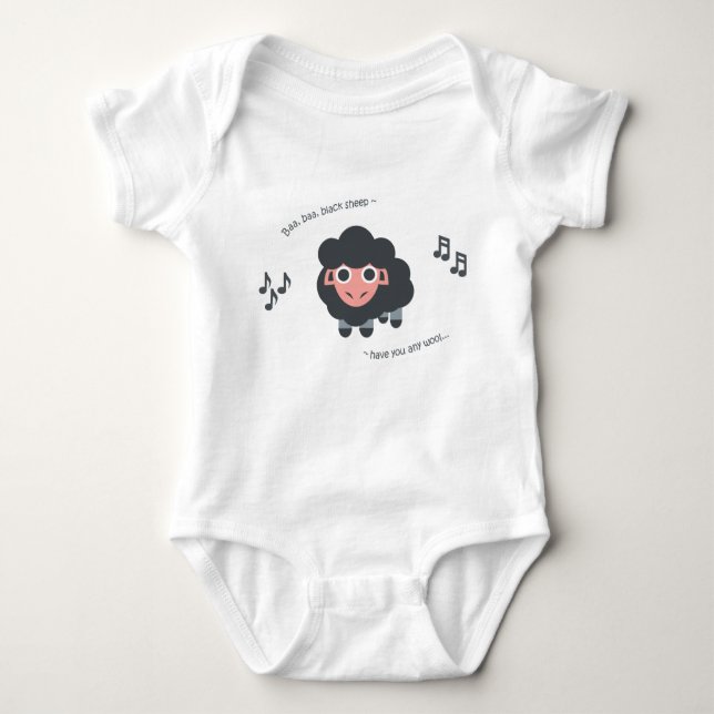 Cute baby nursery rhyme bodysuit ba ba black sheep (Front)