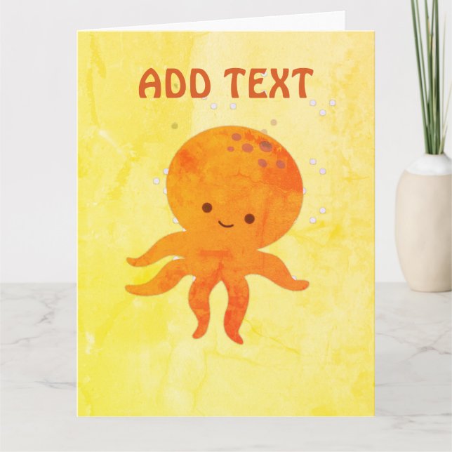 Cute Baby Octopus Cartoon Card (Front)