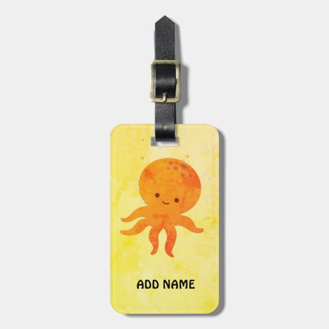 Cute Baby Octopus Cartoon Luggage Tag (Front Vertical)
