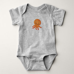 Cute Baby Octopus Drawing Bodysuit