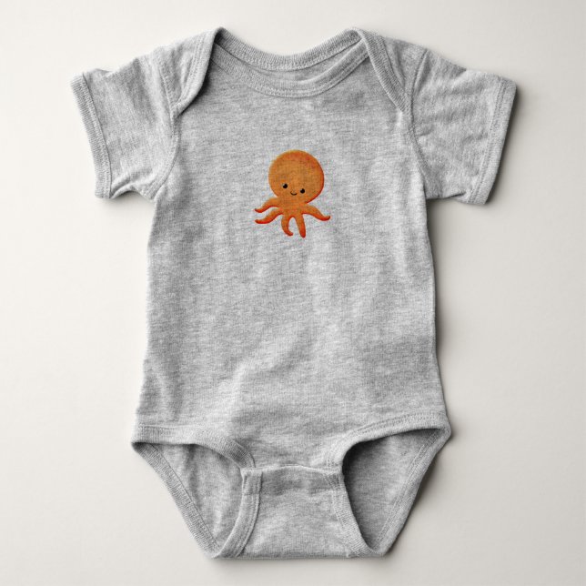 Cute Baby Octopus Drawing Bodysuit (Front)