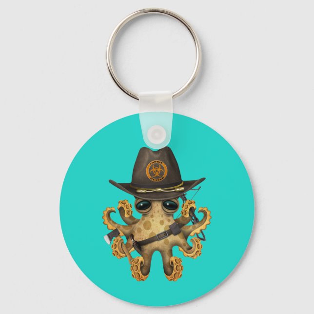 Cute Baby Octopus Zombie Hunter Key Ring (Front)
