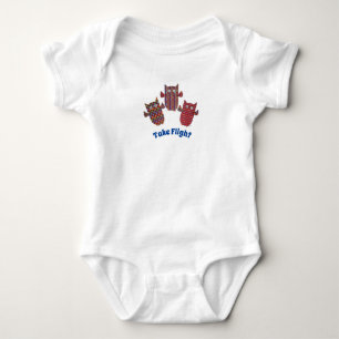 Cute Baby One Piece - Three Red Owls Baby Bodysuit