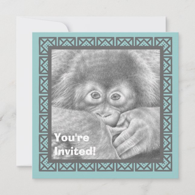 Cute Baby Orangutan Kids Birthday Party Invitation (Front)