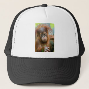Cute Baby Orangutan looking straight ahead Trucker Hat