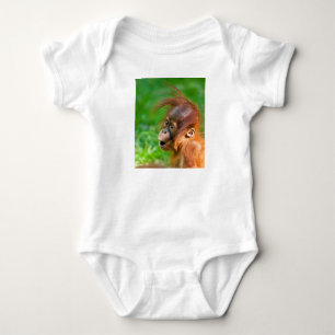 Cute baby orangutan looks on in wonder bodysuit