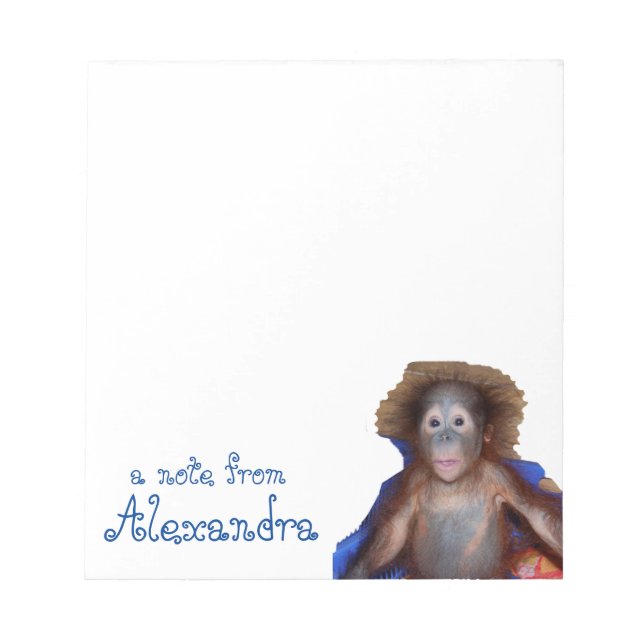 Cute Baby Orangutan Personalised Notepad (Front)