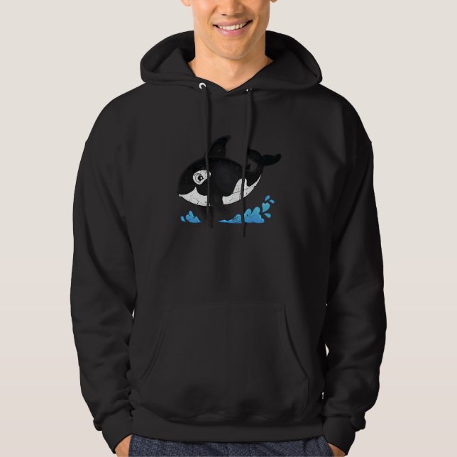 Cute Baby Orca Whale Sea Animal Cool Ocean Orcas M Hoodie (Front)