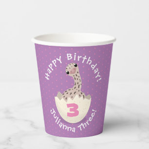 Cute baby ostrich in egg cartoon illustration paper cups