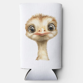 Cute Baby Ostrich Whimsical Safari Nursery Seltzer Can Cooler