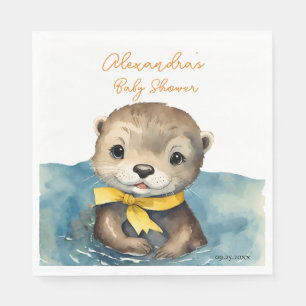 Cute Baby Otter Gender Neutral Baby Shower Napkin