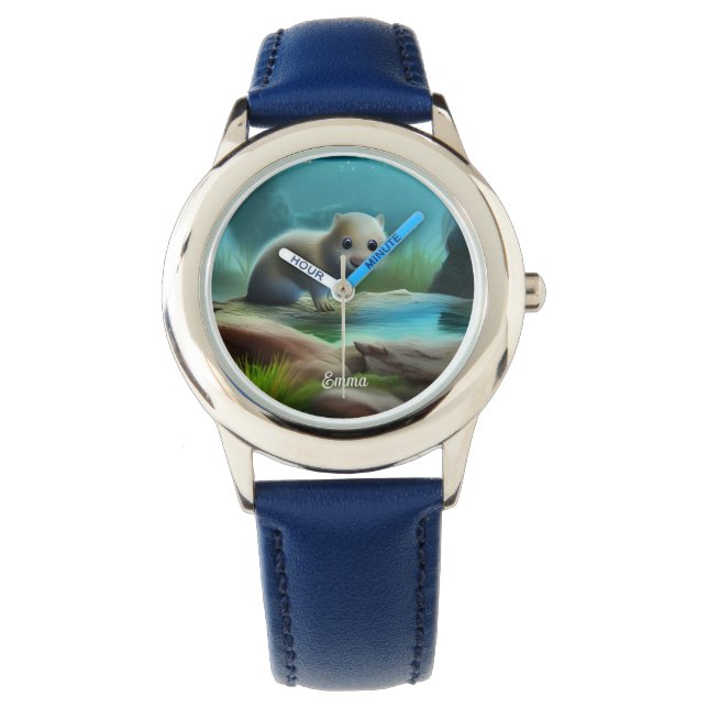 Cute baby otter in pond - personalizable   watch (Front)