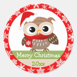 Cute Baby Owl 1st Christmas Stickers