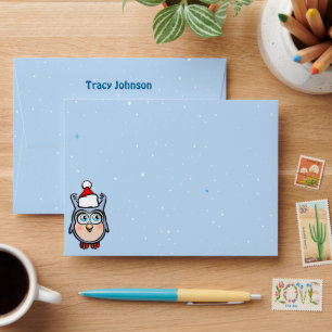 Cute Baby Owl Celebrating Christmas Envelope