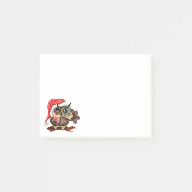 Cute Baby Owl Christmas Sticky Notes (Front)