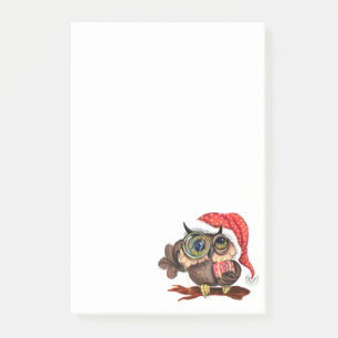 Cute Baby Owl In Christmas Hat and Gift For You Post-it Notes