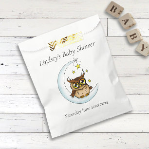 Cute Baby Owl Moon Stars Blue Shower Favour Bag