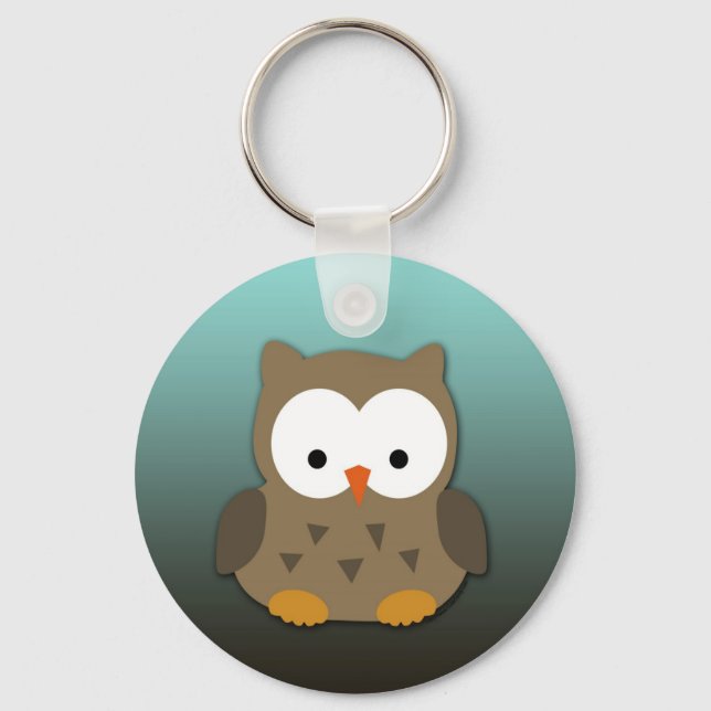 Cute Baby Owl Personalised Key Ring (Front)