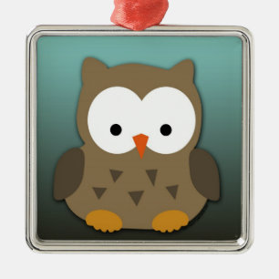 Cute Baby Owl Personalised Metal Tree Decoration