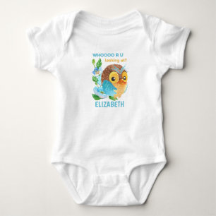Cute Baby Owl Personalised Named Baby Clothing Bodysuit
