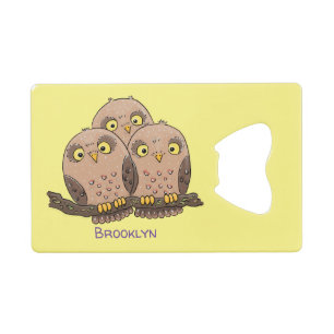 Cute baby owl trio cartoon illustration