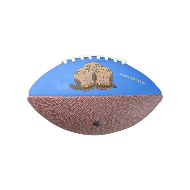Cute baby owl trio cartoon illustration football (Rotated 270)