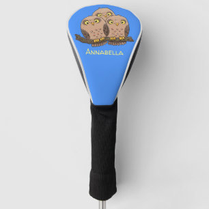 Cute baby owl trio cartoon illustration golf head cover