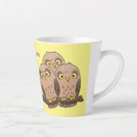 Cute baby owl trio cartoon illustration