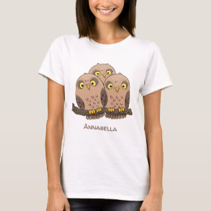 Cute baby owl trio cartoon illustration T-Shirt