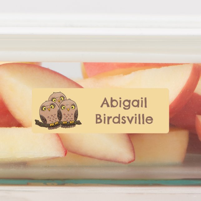 Cute baby owl trio cartoon personalised (Affixed)